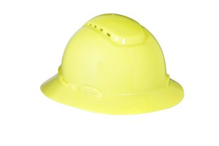 3M™ Full Brim Hard Hat H-809V, Hi-Vis Yellow 4-Point Ratchet Suspension, Vented #70071648219
